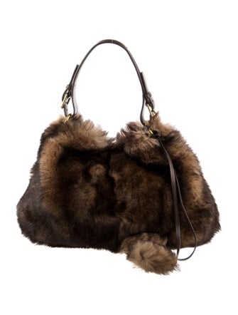 Ralph Lauren Leather-Trimmed Faux Fur Hobo