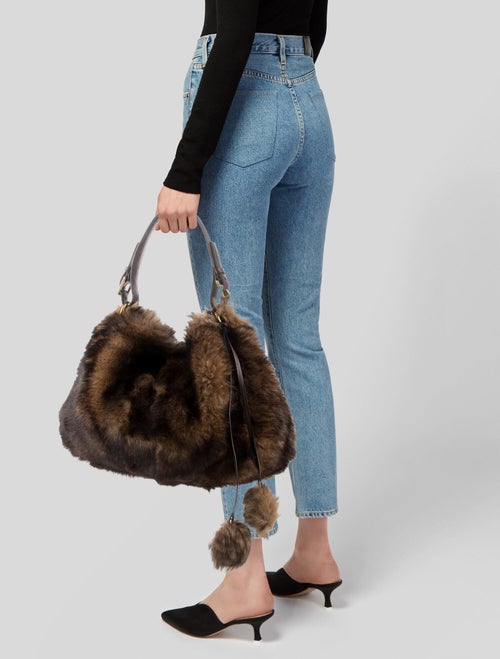 Ralph Lauren Leather-Trimmed Faux Fur Hobo