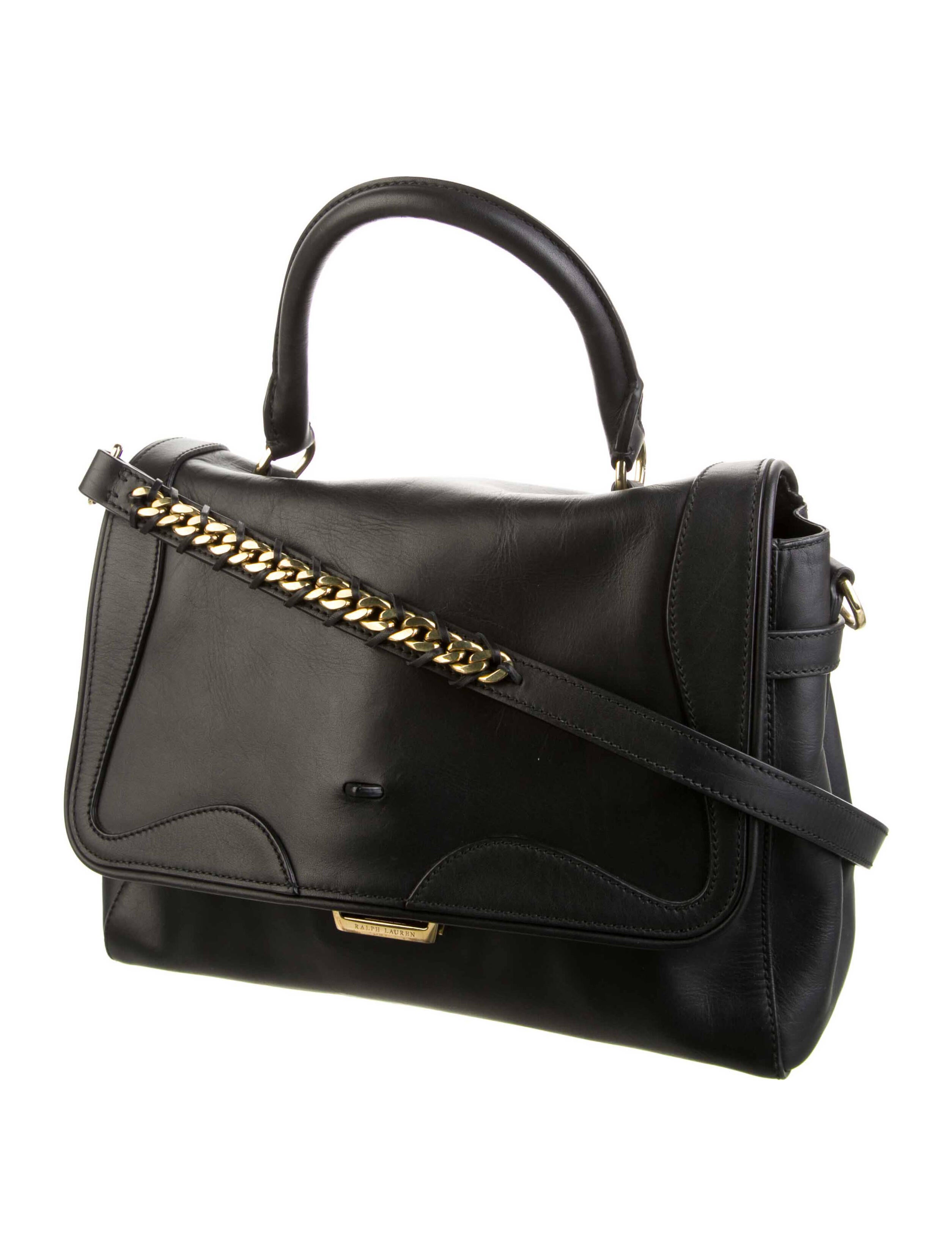 Ralph Lauren Leather Handle Bag w/ Strap Black Handle Bags, Handbags