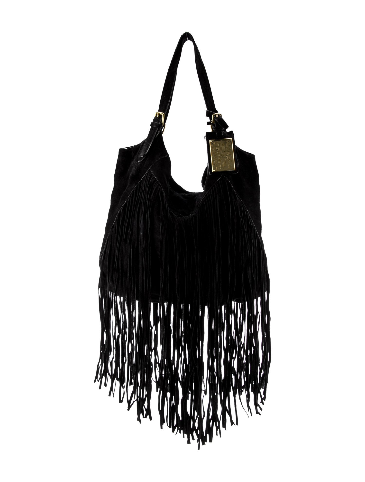 Ralph Lauren Suede Fringe Shoulder Bag Black Shoulder Bags, Handbags