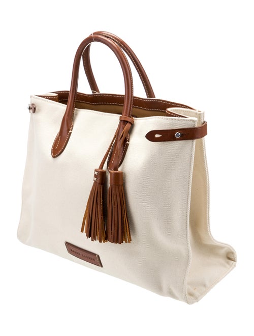 Ralph Lauren Leather Trim Canvas Tote Bag