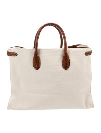Ralph Lauren Leather Trim Canvas Tote Bag