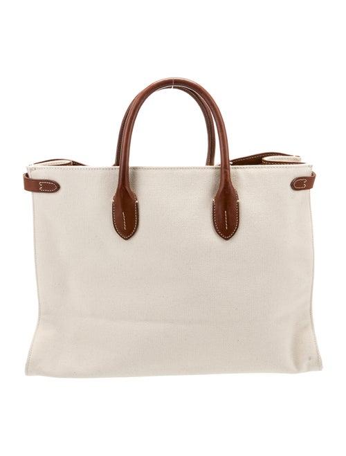 Ralph Lauren Leather Trim Canvas Tote Bag