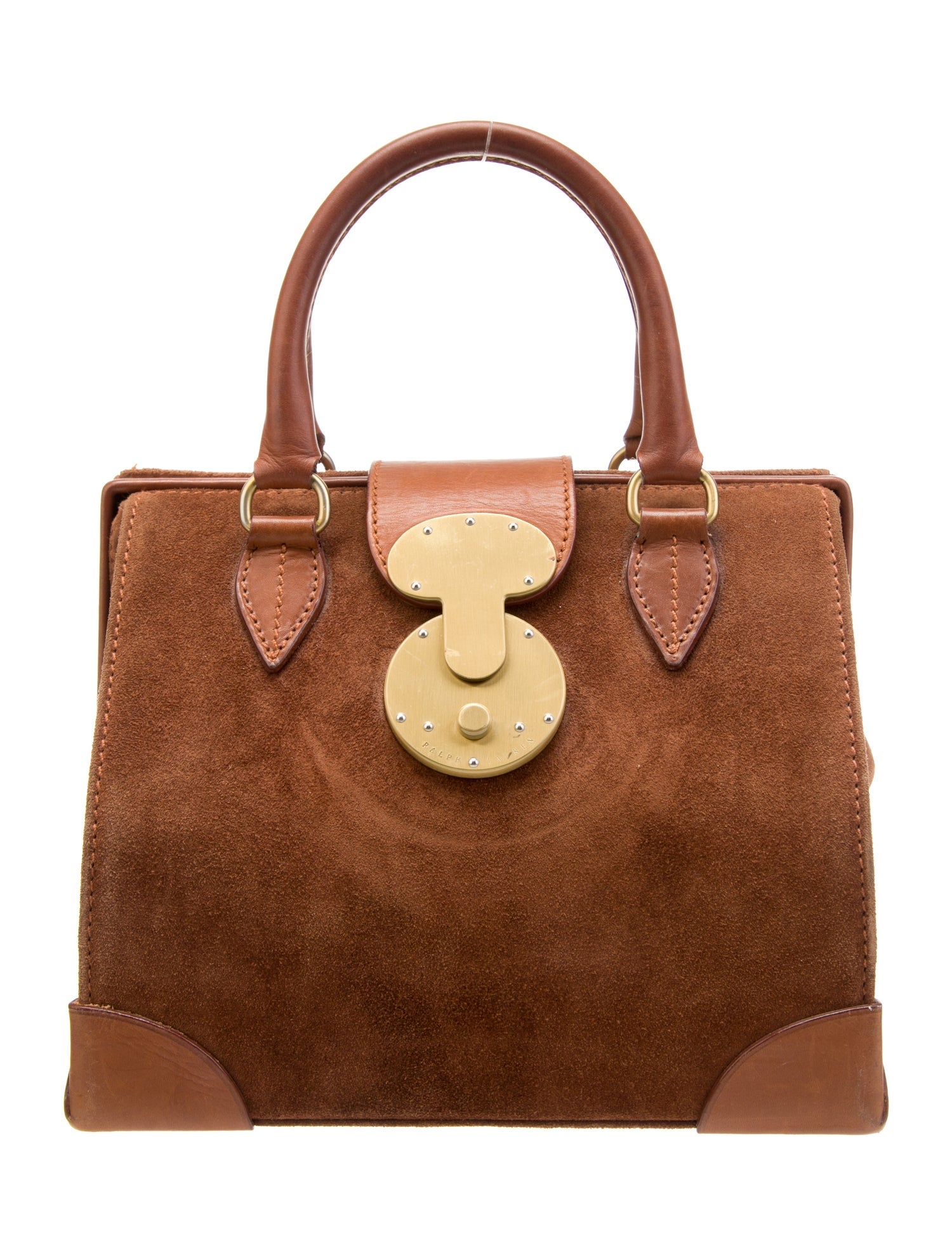 Ralph Lauren Suede Handle Bag Brown Handle Bags, Handbags WYG112164