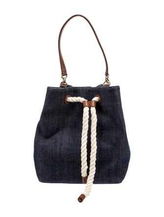 Ralph Lauren Leather-Trimmed Denim Bucket Bag