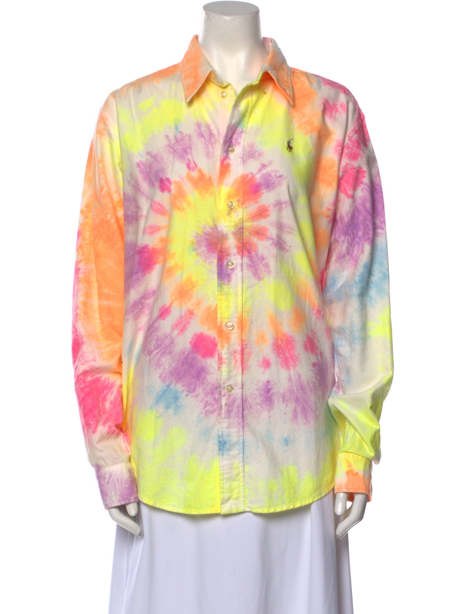 Ralph Lauren Tie-Dye Print Long Sleeve Button-Up Top
