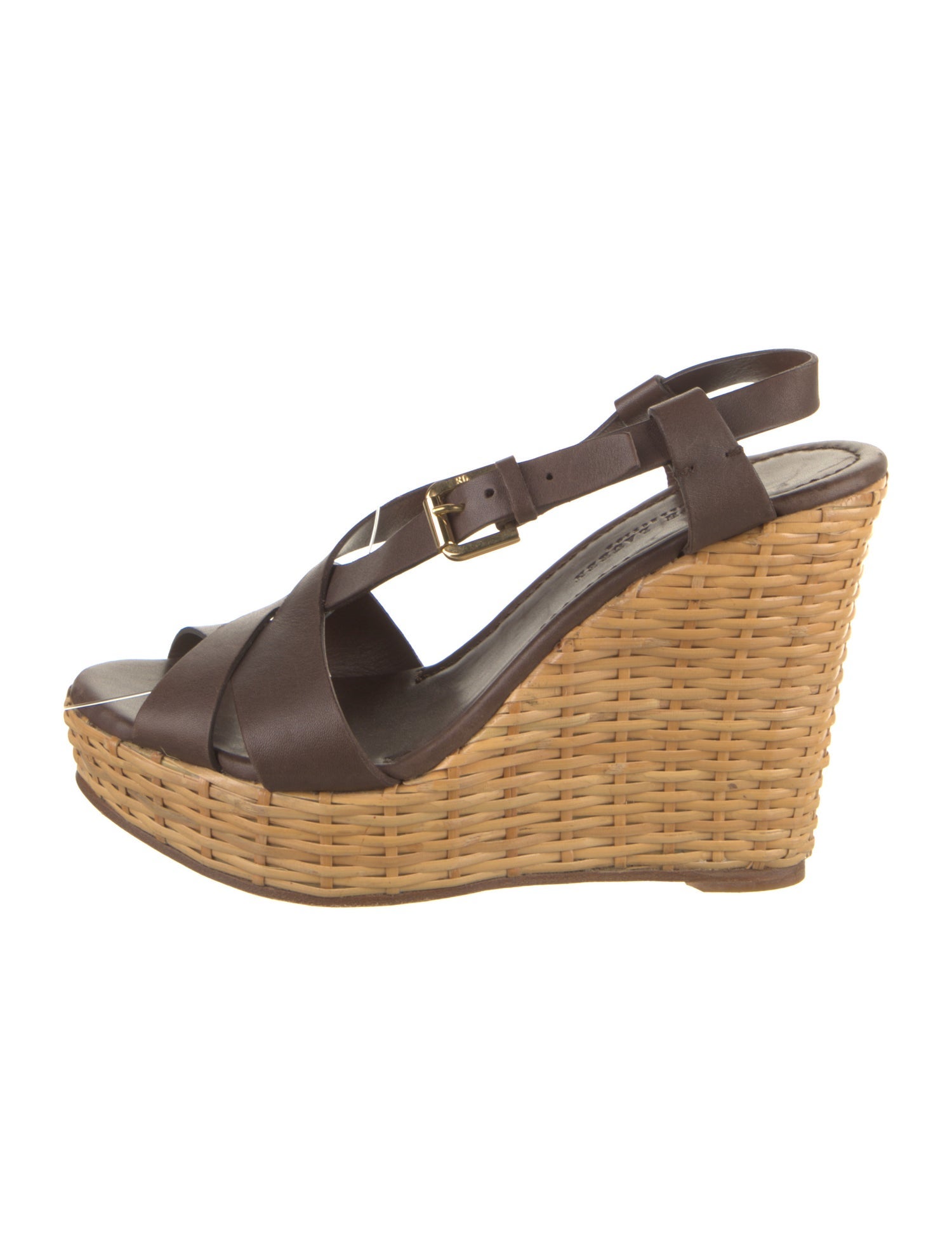 Ralph Lauren Collection Leather Braided Accents Slingback Sandals