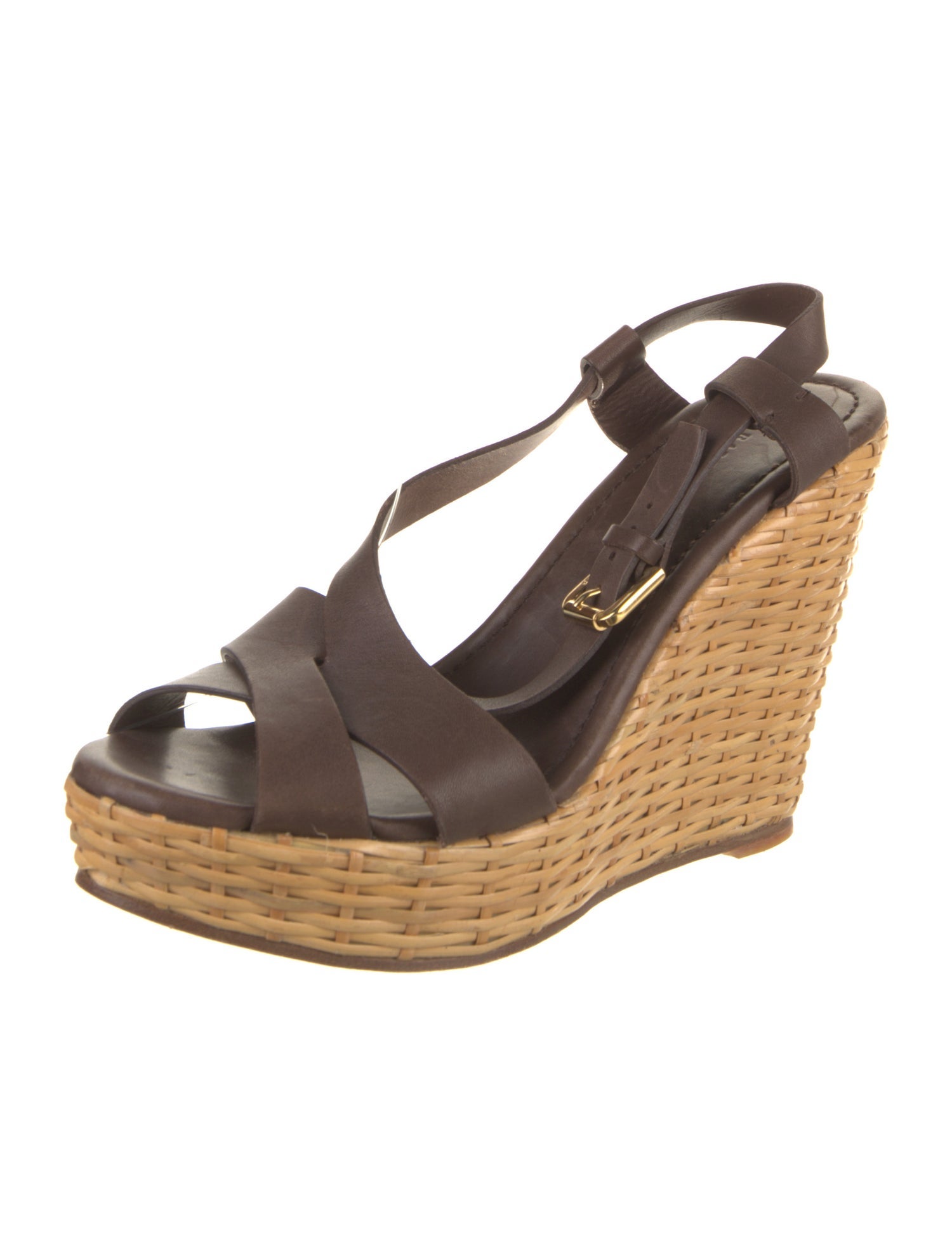 Ralph Lauren Collection Leather Braided Accents Slingback Sandals