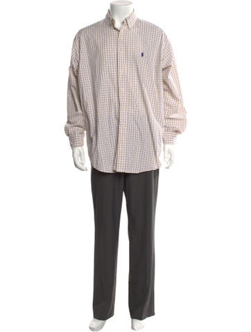 Ralph Lauren Dress Shirts Plaid Print Long Sleeve Shirt L