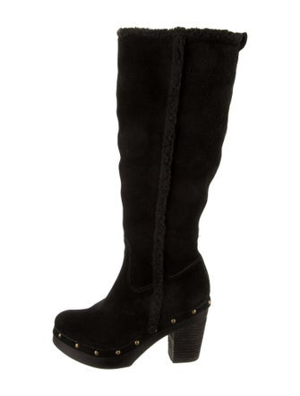 Ralph Lauren Suede Fur Trim Boots