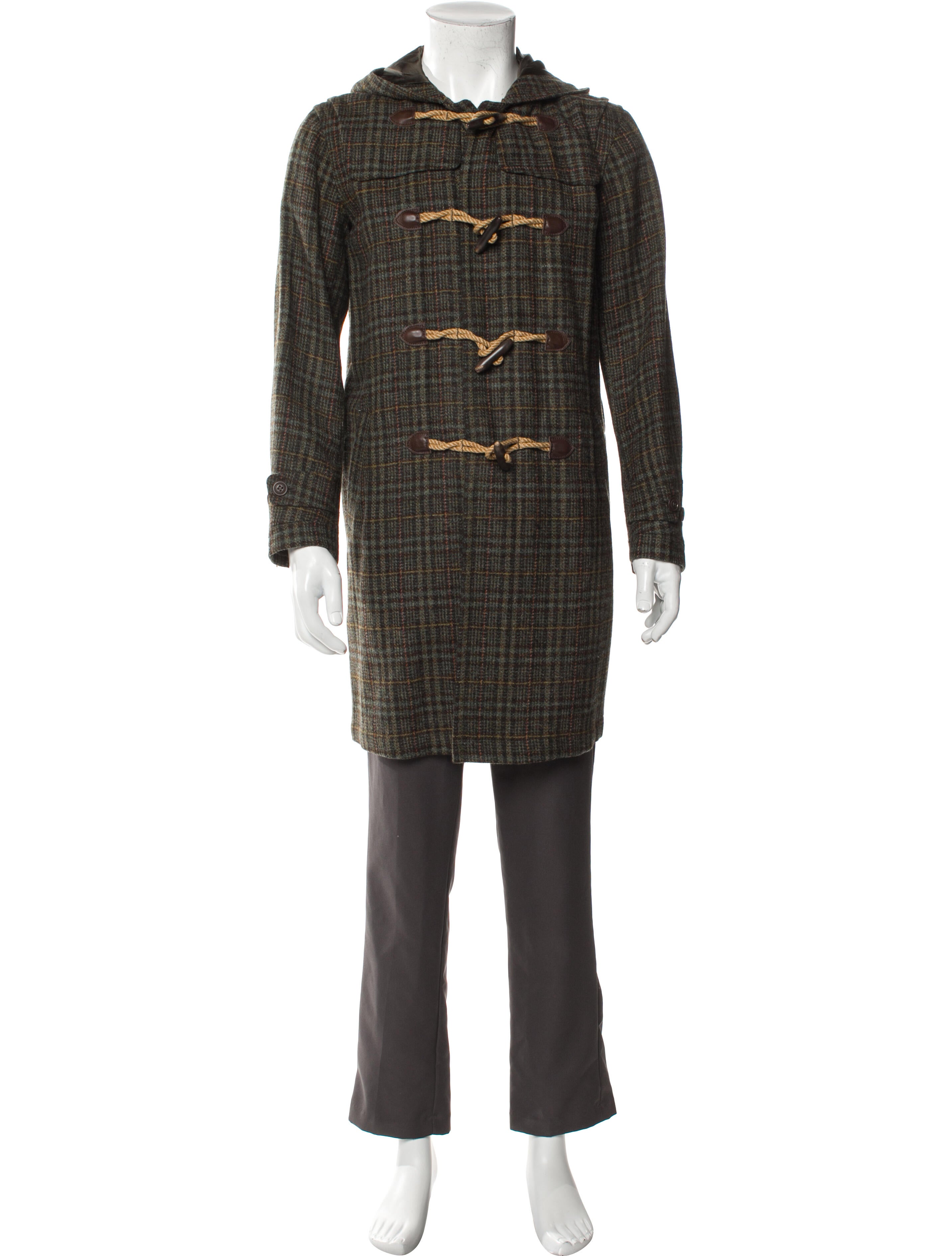 Ralph Lauren Wool Plaid Print Trench Coat