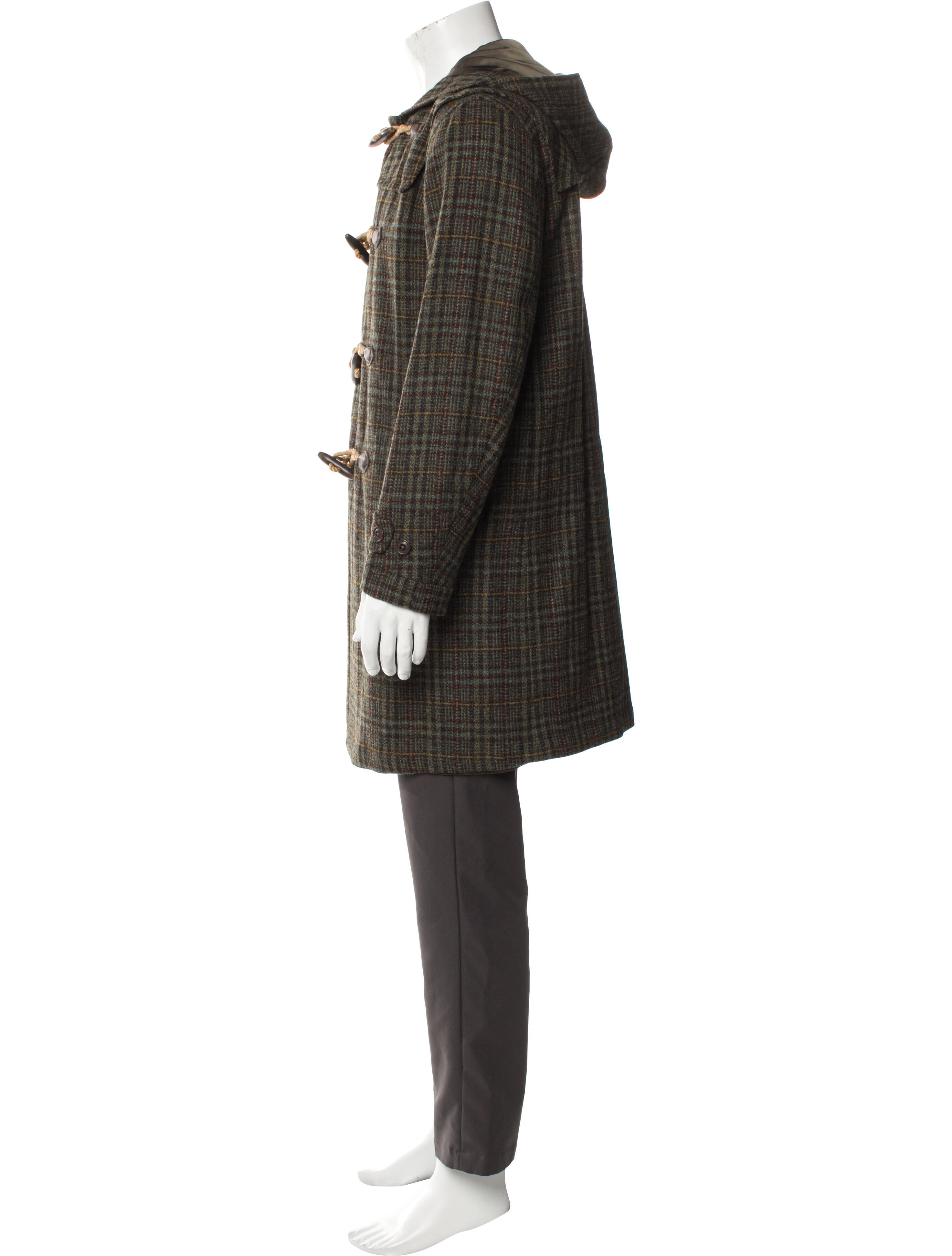 Ralph Lauren Wool Plaid Print Trench Coat