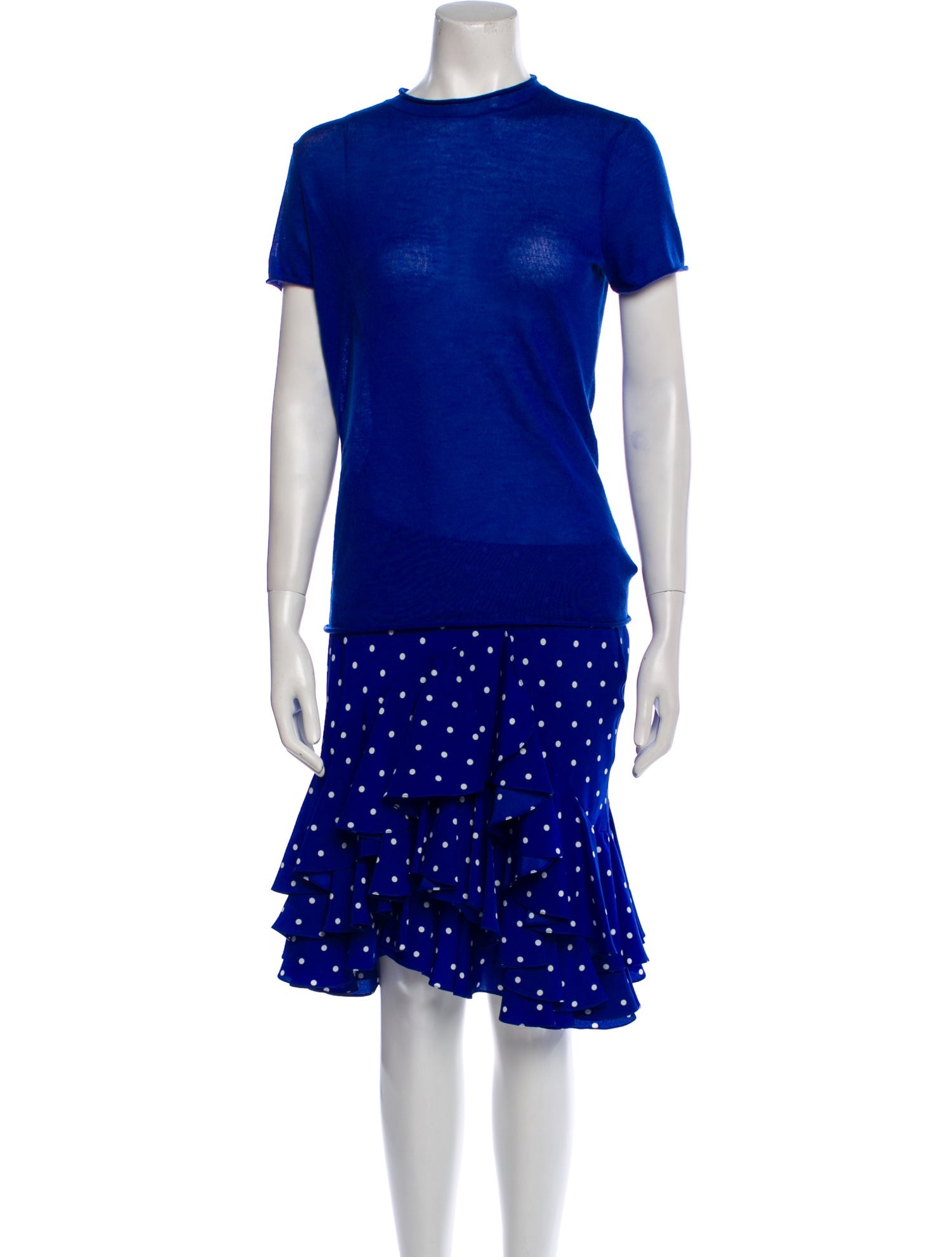 Ralph Lauren Cashmere Polka Dot Print Skirt Set