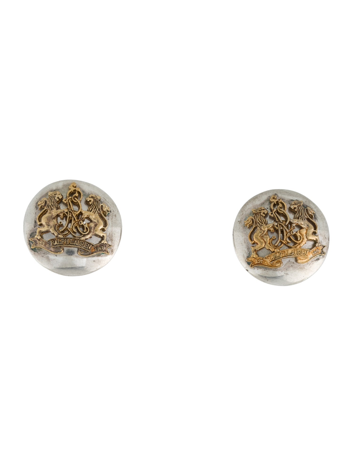 Ralph Lauren Two-Tone Crest Stud Earrings