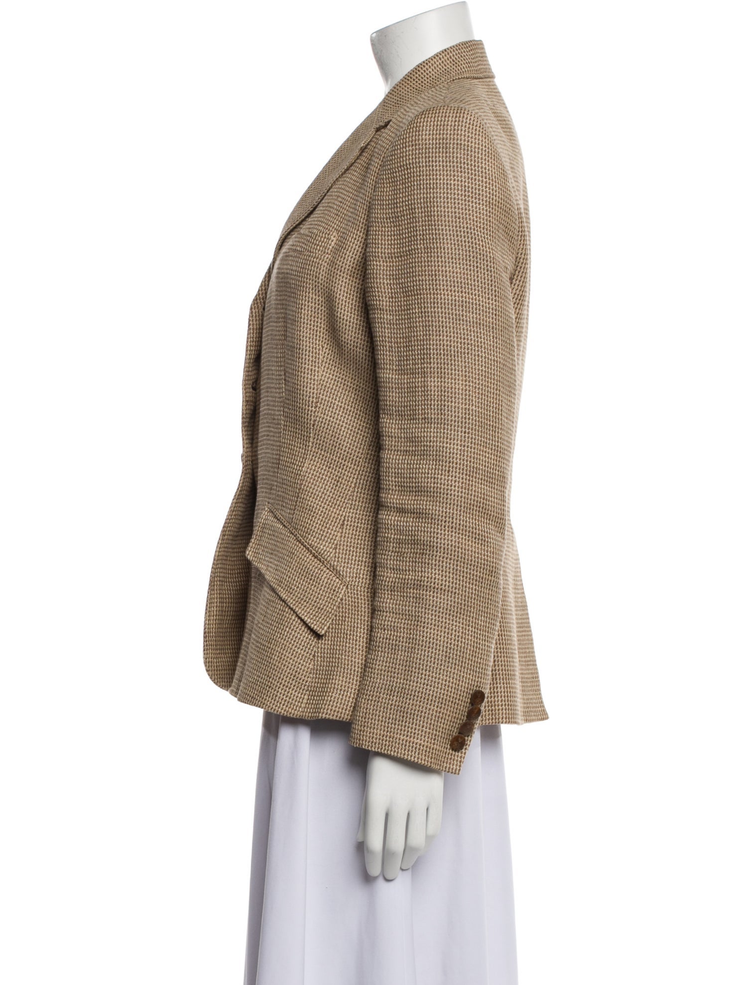 Ralph Lauren Linen Plaid Print Blazer