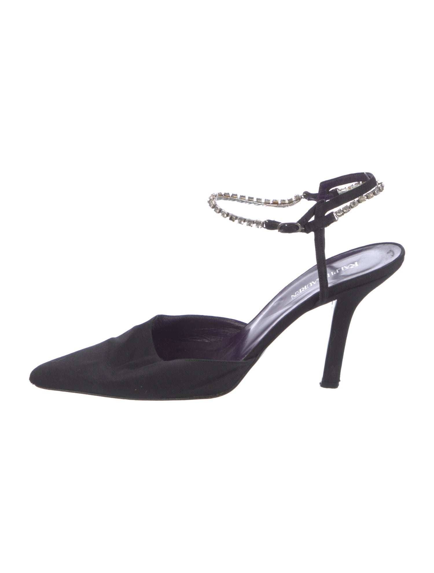 Ralph Lauren Canvas Crystal Embellishments Slingback Pumps