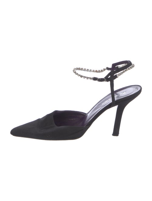 Ralph Lauren Canvas Crystal Embellishments Slingback Pumps