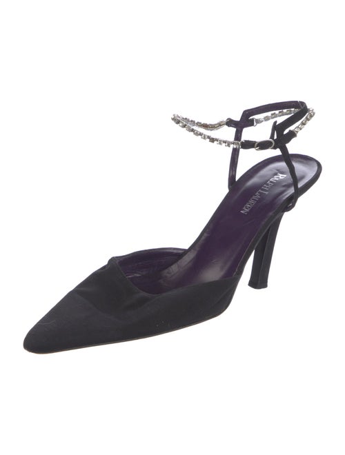 Ralph Lauren Canvas Crystal Embellishments Slingback Pumps