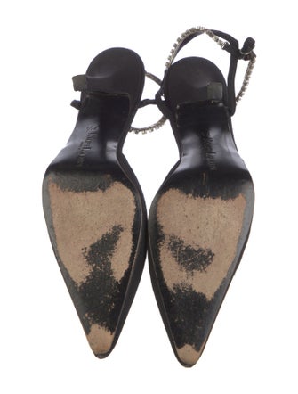 Ralph Lauren Canvas Crystal Embellishments Slingback Pumps