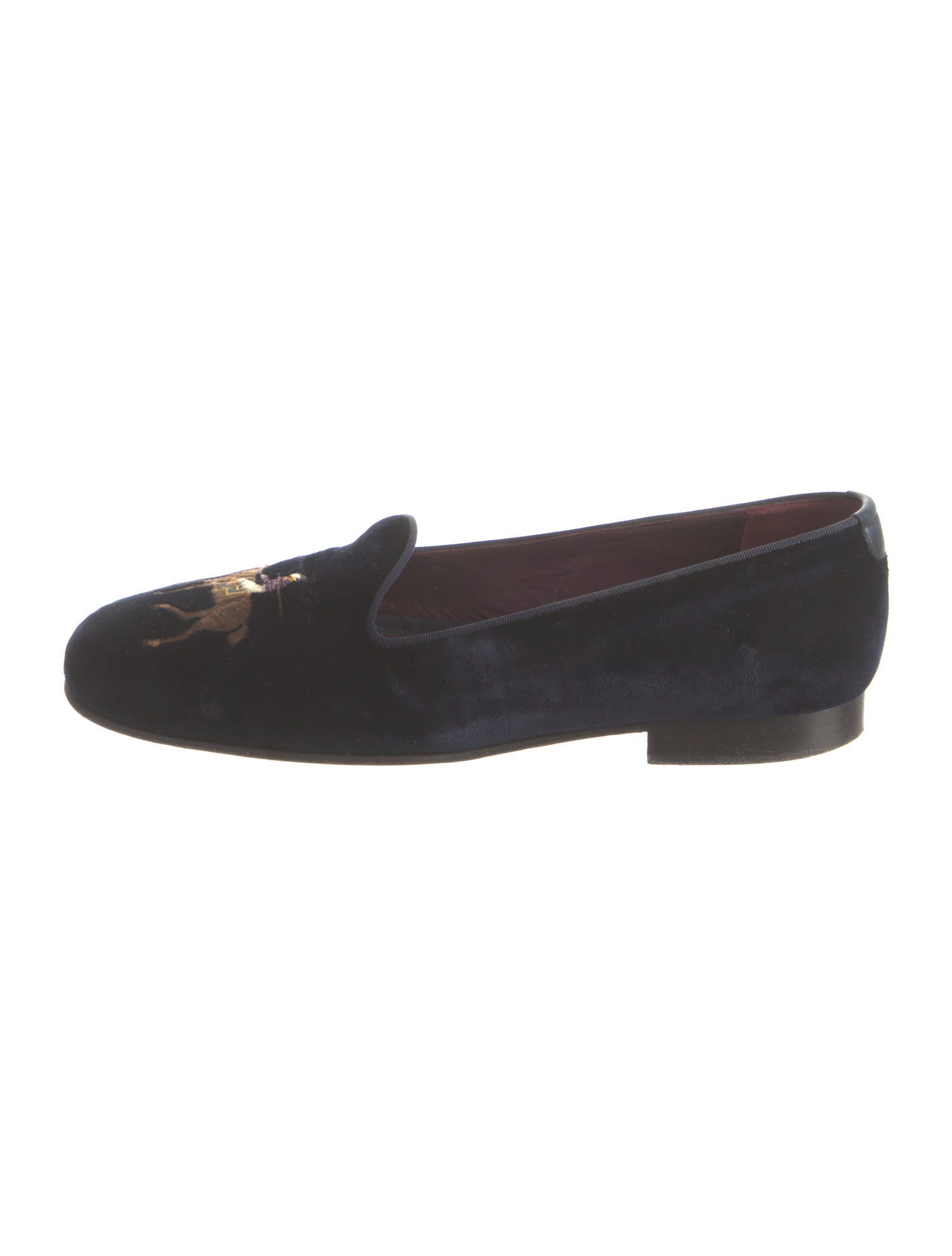 Ralph Lauren Purple Label Velvet Graphic Print Loafers
