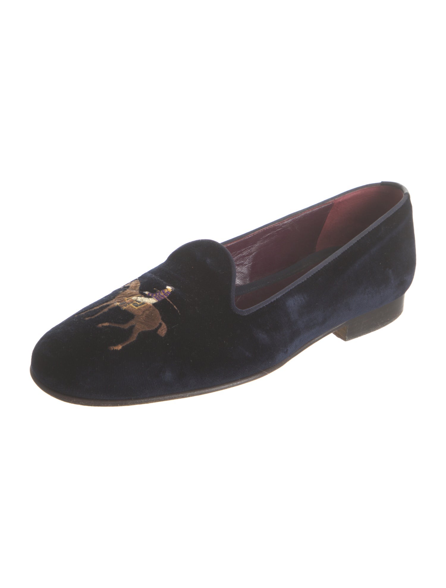 Ralph Lauren Purple Label Velvet Graphic Print Loafers
