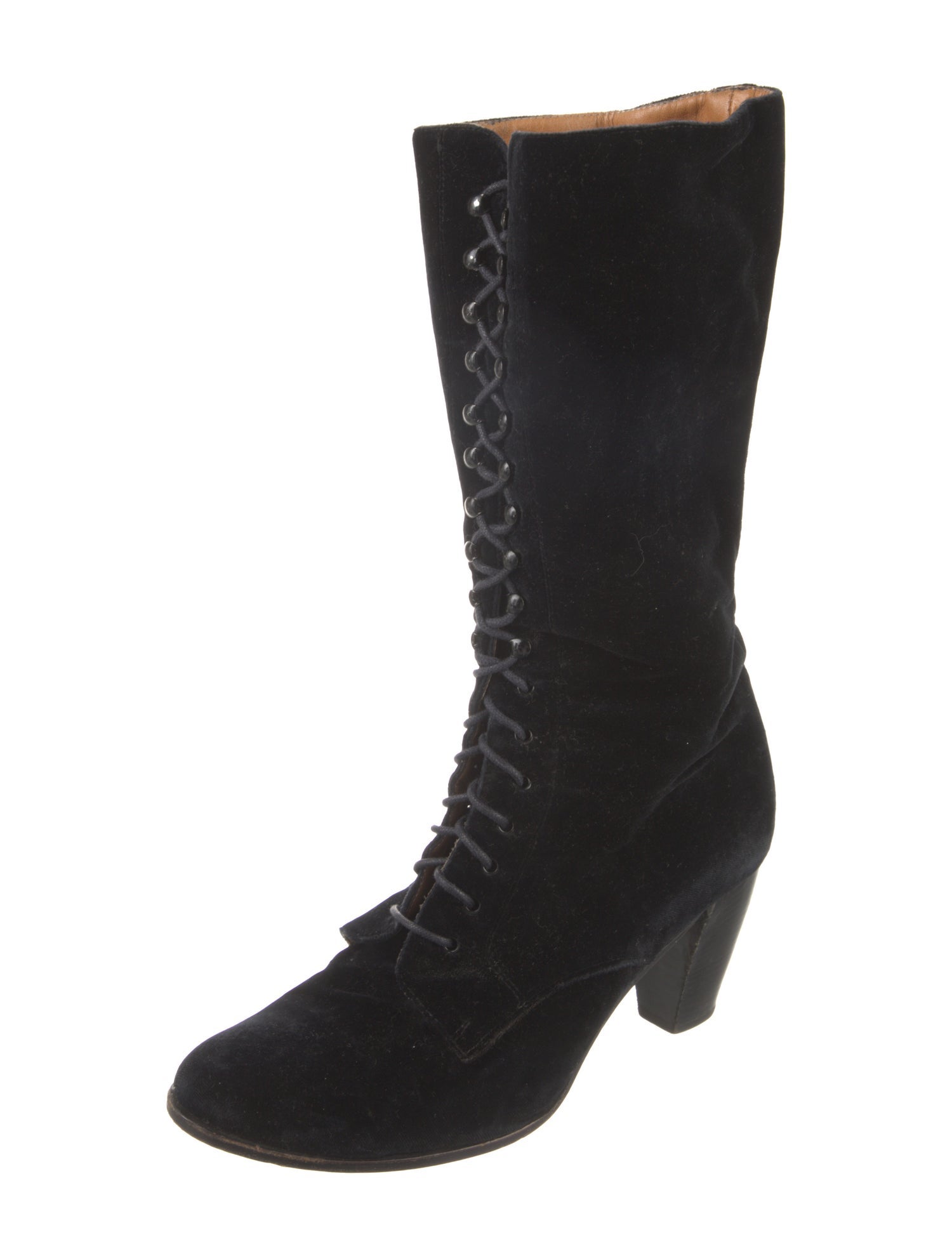 Ralph Lauren Velvet Lace-Up Boots