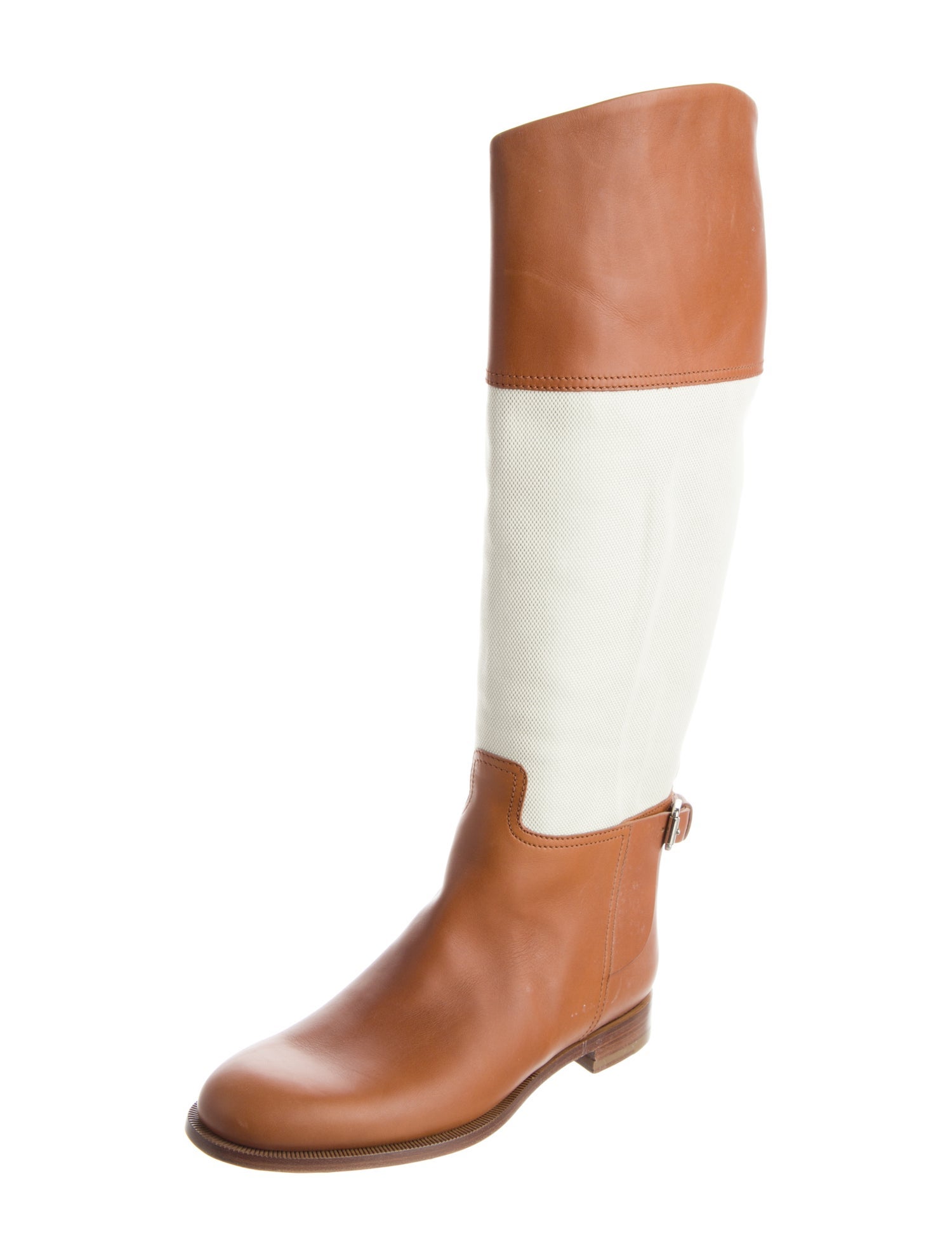 Ralph Lauren Leather Colorblock Pattern Riding Boots