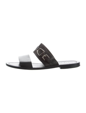 Ralph Lauren Leather Embroidered Accent Slides