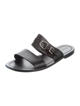 Ralph Lauren Leather Embroidered Accent Slides