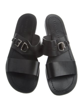 Ralph Lauren Leather Embroidered Accent Slides