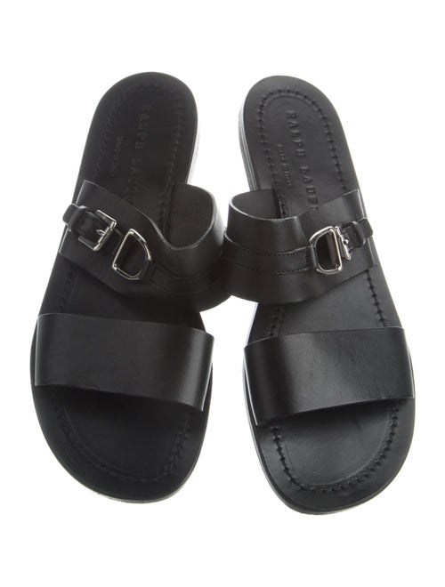 Ralph Lauren Leather Embroidered Accent Slides