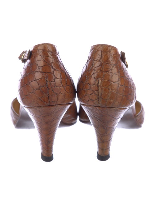 Ralph Lauren Leather Animal Print T-Strap Pumps