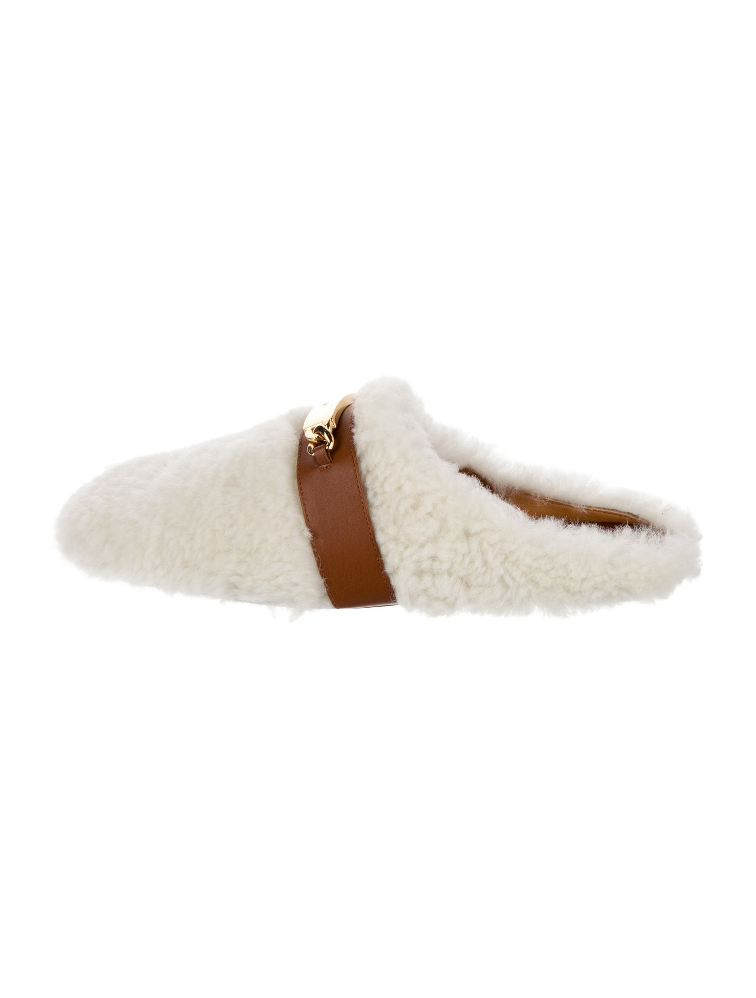 Ralph Lauren Shearling Colorblock Pattern Mules