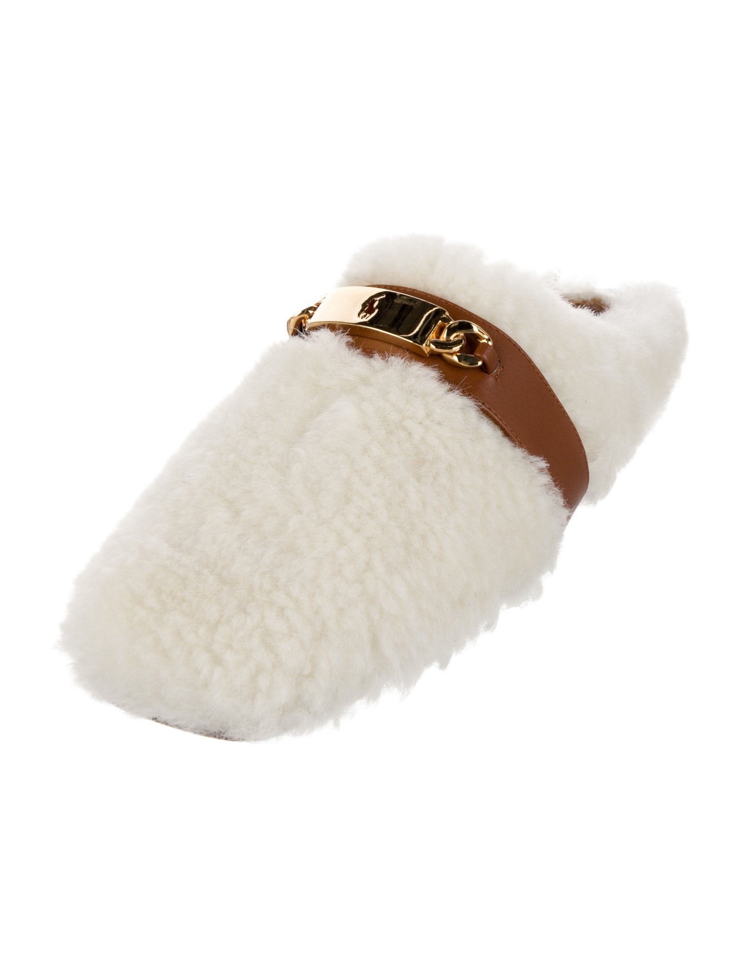 Ralph Lauren Shearling Colorblock Pattern Mules