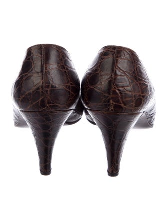 Ralph Lauren Embossed Leather Animal Print Pumps