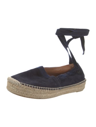 Ralph Lauren Purple Label Suede Embroidered Accent Espadrilles