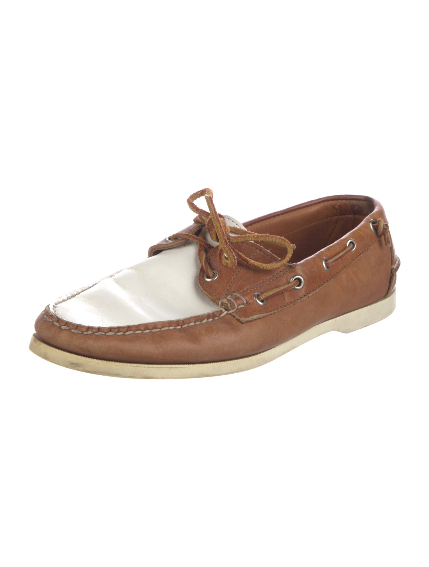 Ralph Lauren Leather Colorblock Pattern Boat Shoes