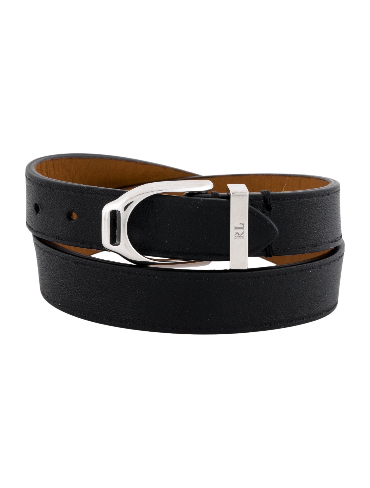 Ralph Lauren Leather Wellington Double-Wrap Skinny Bracelet
