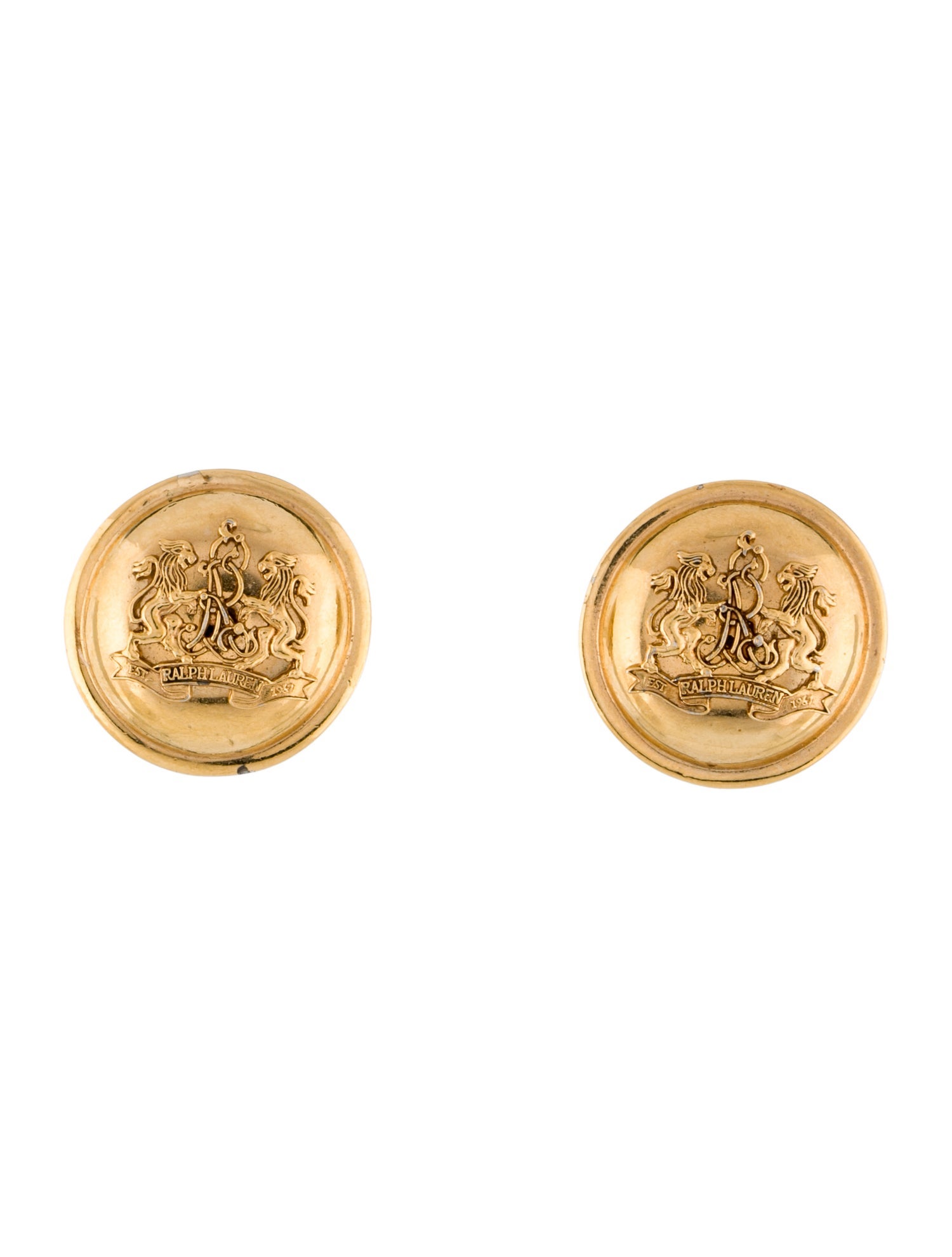 Ralph Lauren Crest Logo Clip On Earrings