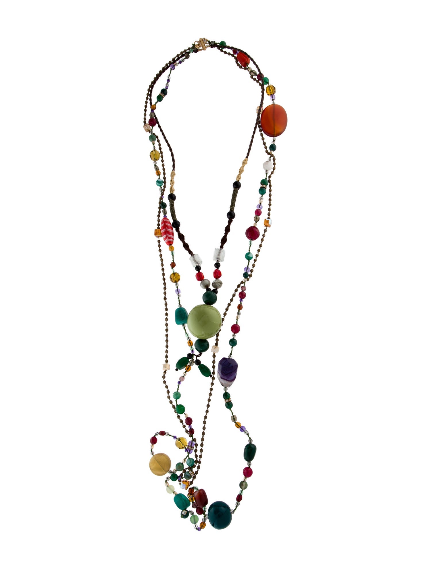 Ralph Lauren Crystal, Glass & Multicolor Stone Multistrand Necklace