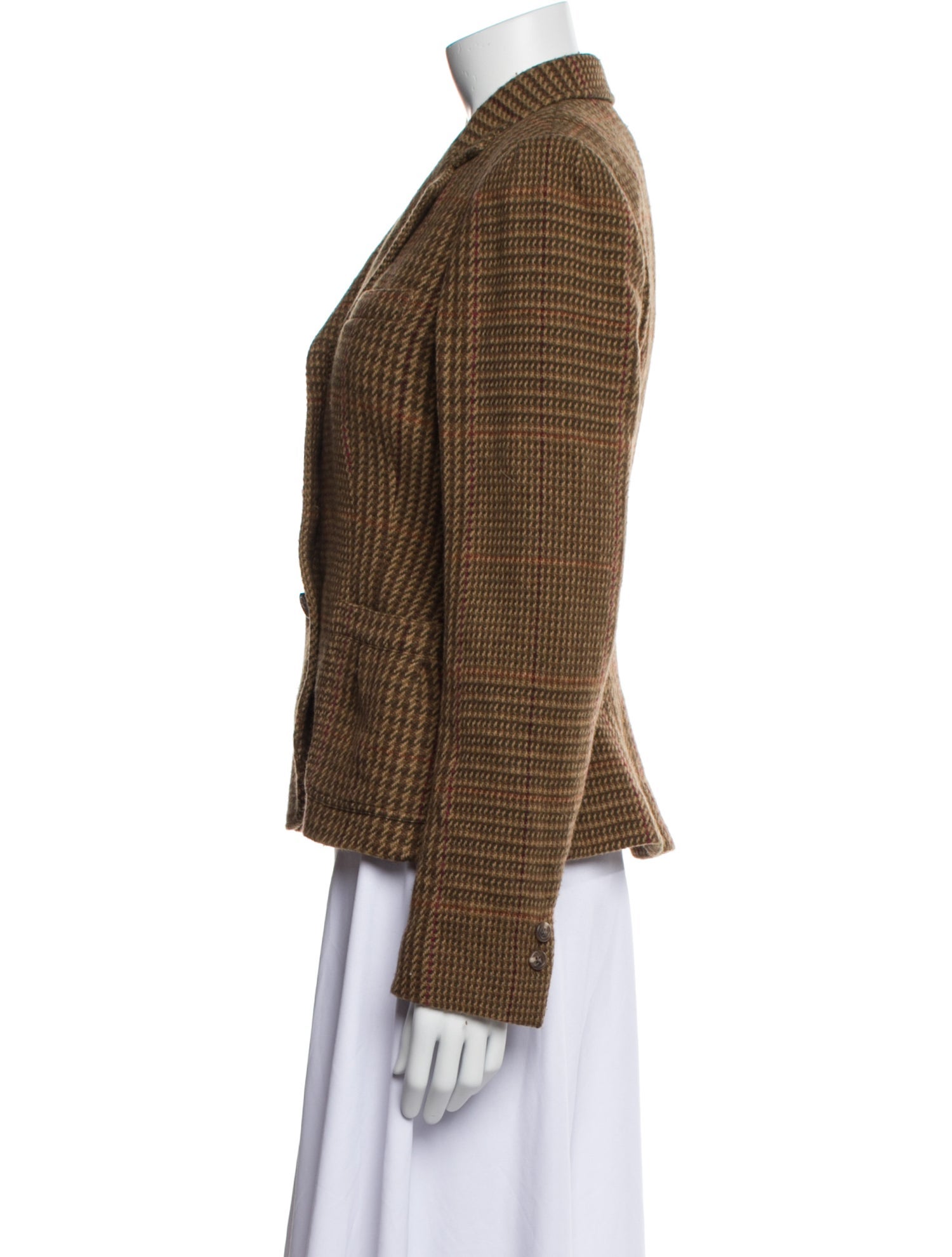 Ralph Lauren Wool Houndstooth Print Blazer