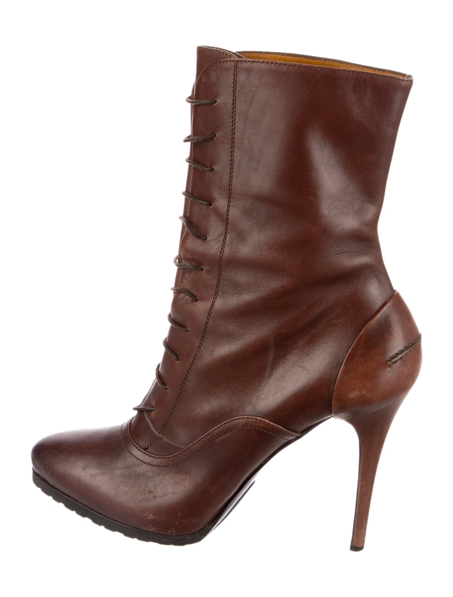 Ralph Lauren Leather Lace-Up Boots