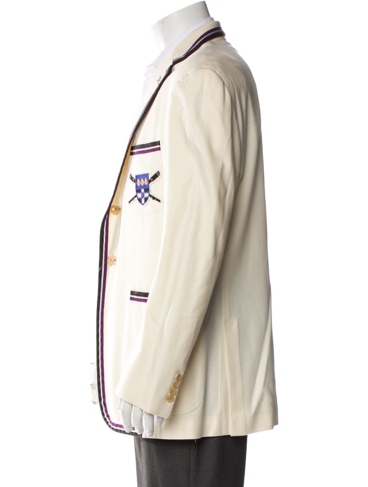 Ralph Lauren Purple Label Graphic Print Embroidered Accent Blazer