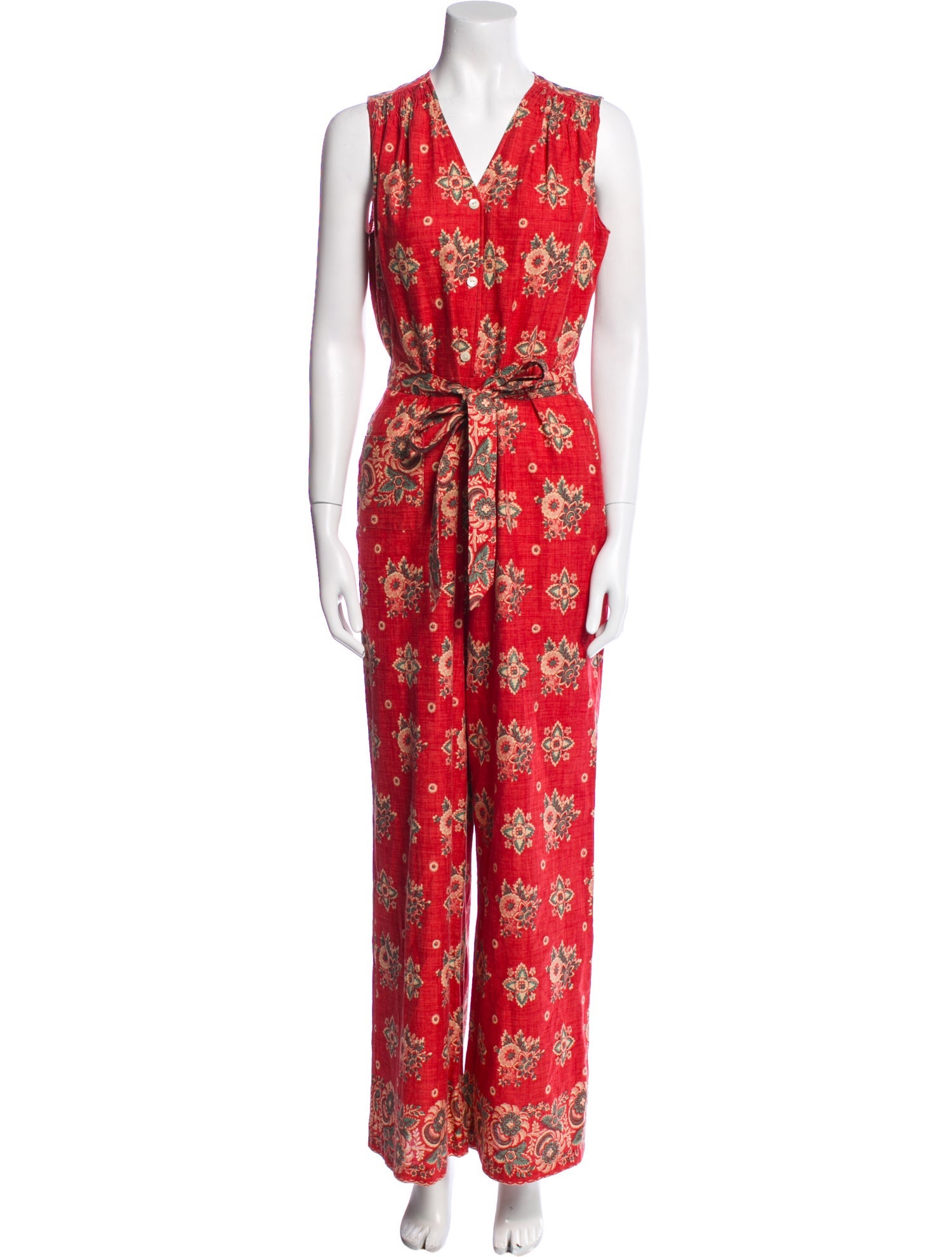 Ralph Lauren Floral Print V-Neck Jumpsuit