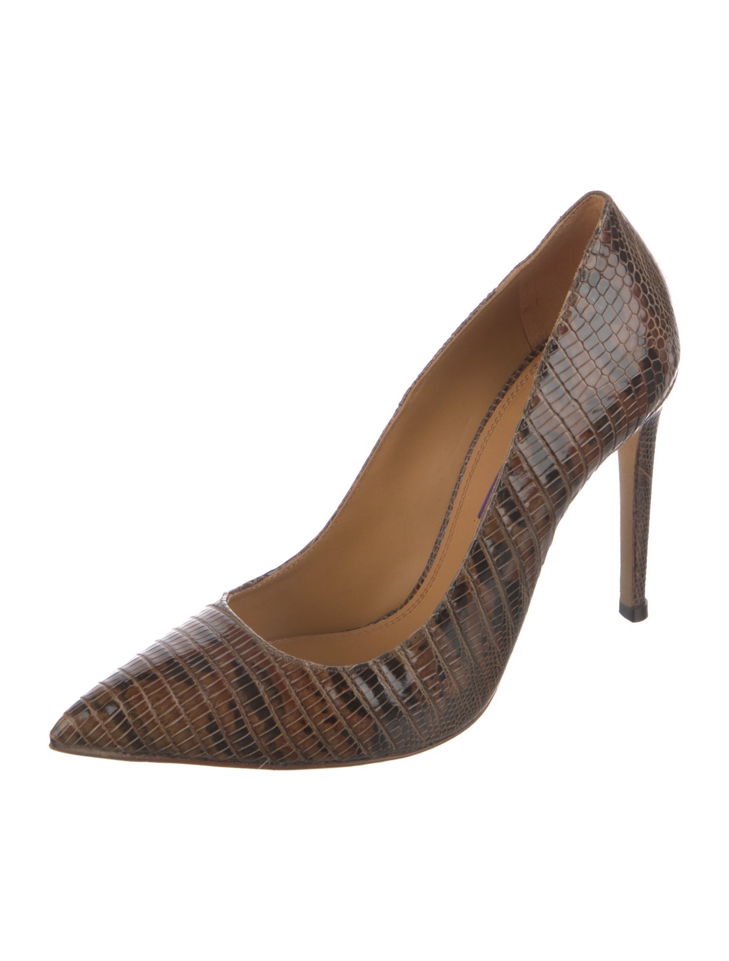 Ralph Lauren Embossed Leather Animal Print Pumps