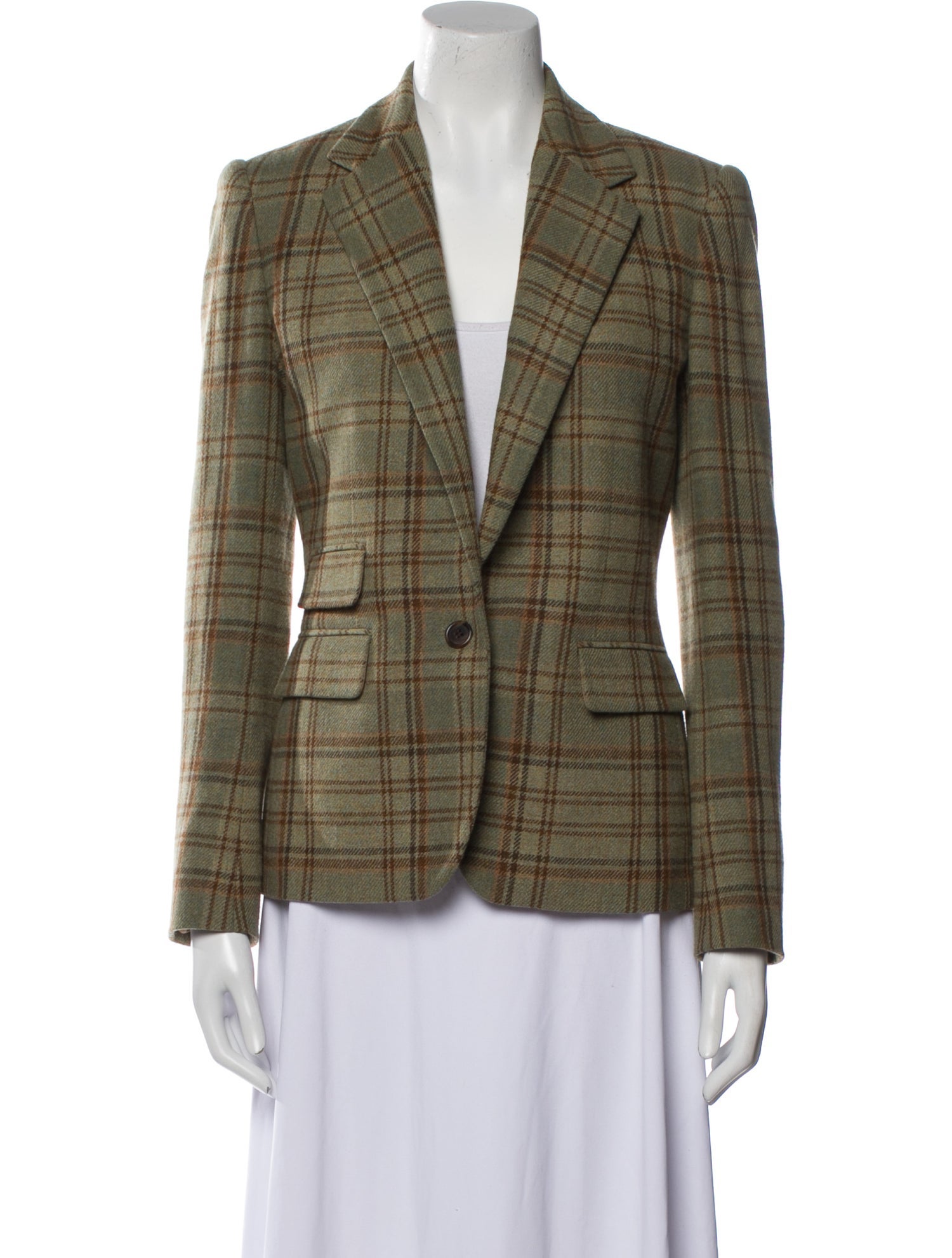 Ralph Lauren Wool Plaid Print Blazer