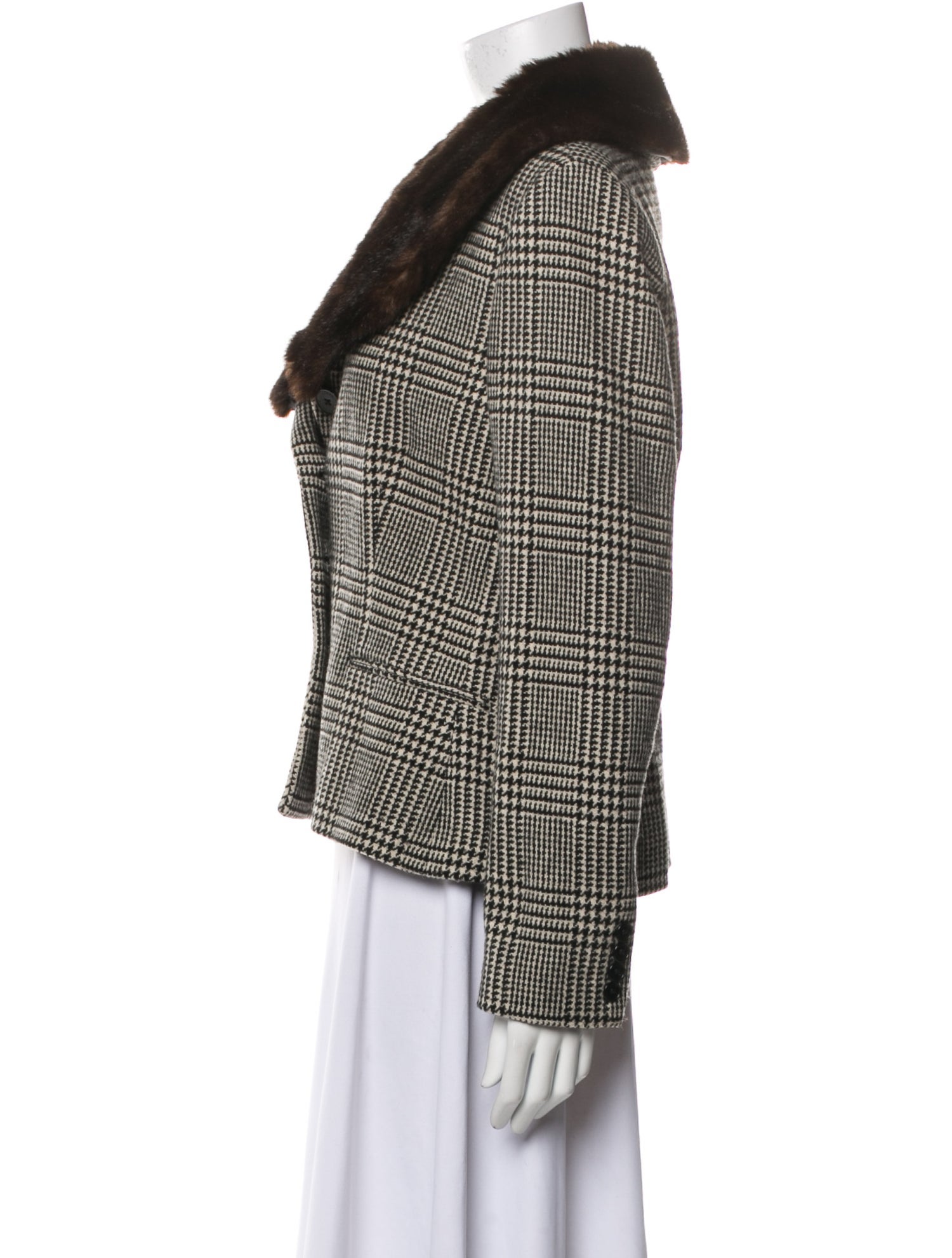 Ralph Lauren Virgin Wool Plaid Print Evening Jacket