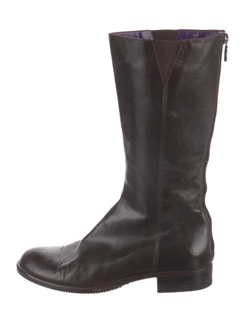 Ralph Lauren Leather Leather Trim Embellishment Moto Boots