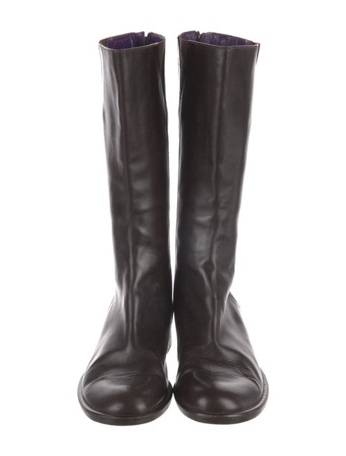 Ralph Lauren Leather Leather Trim Embellishment Moto Boots