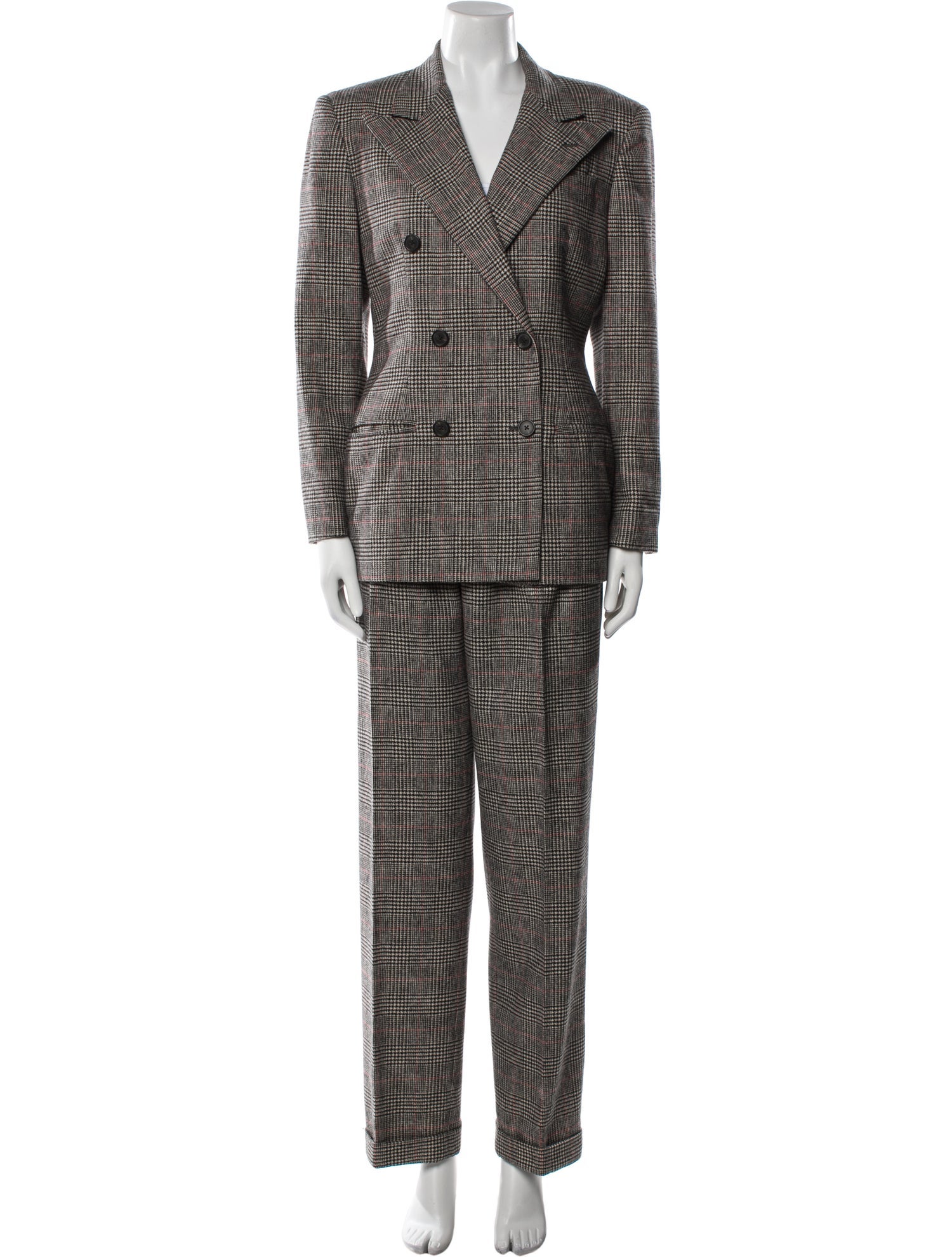 Ralph Lauren Wool Plaid Print Pant Set